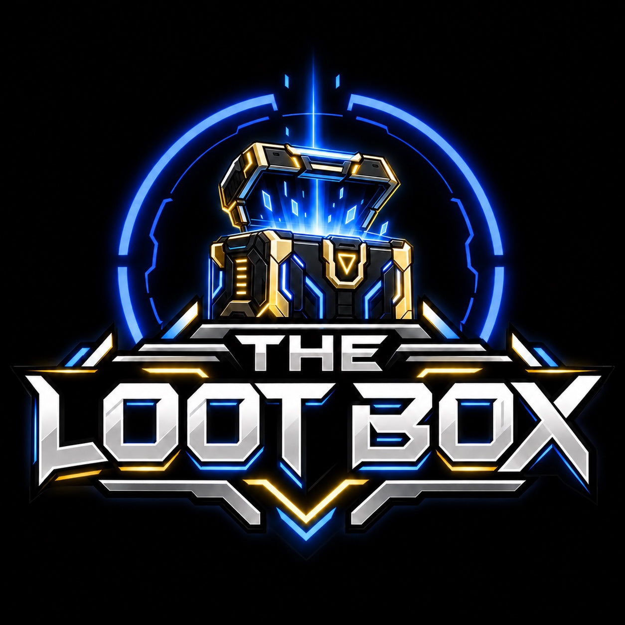 The Loot Box logo with a futuristic open treasure chest